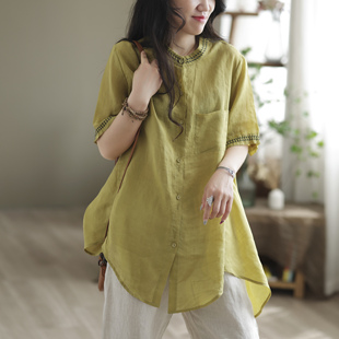 苎麻女装上衣中长款