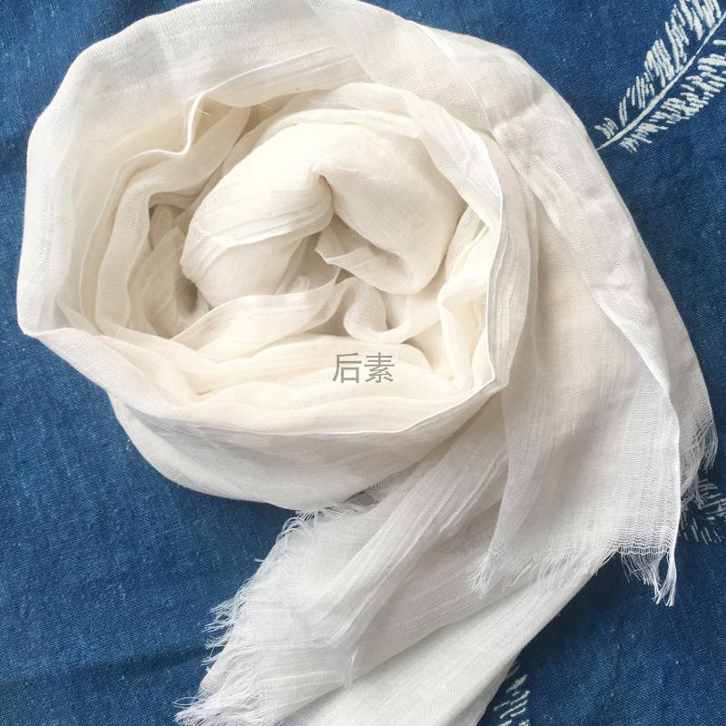 【后素】麻棉纯白舒适长款围巾  植物染专用围巾