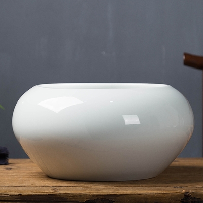 景德镇陶瓷锦鲤鱼l缸乌龟缸纯白色白瓷大号客厅碗莲睡莲瓷盆养鱼