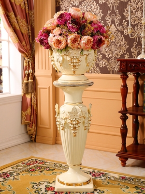 欧式罗马柱子摆件客厅高档奢华大花瓶陶瓷落地花瓶插花艺装饰花盆