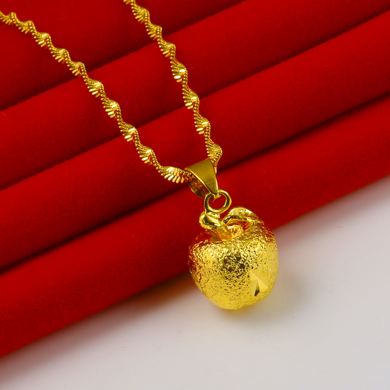 黄金项链9999足金吊坠子男女款苹果平安果纯金首饰圣诞节礼物