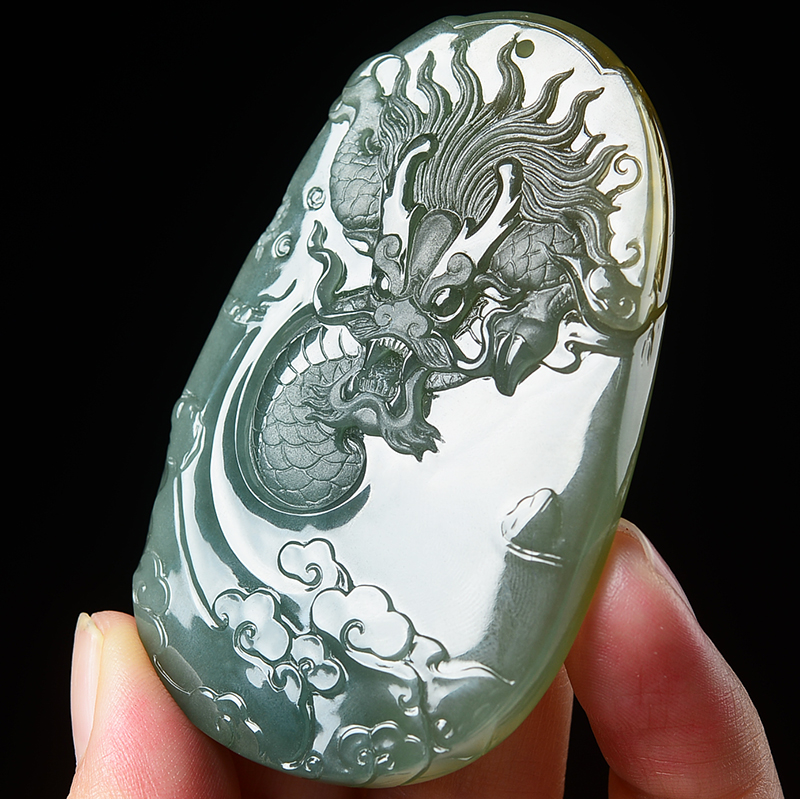 【玉雕大师杨树明作品】天然缅甸a货翡翠黄翡龙牌吊坠57.4g证书