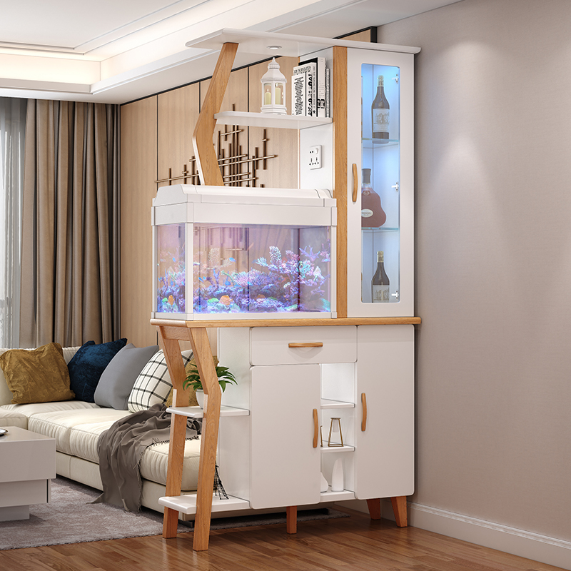 北欧客厅带鱼缸水族箱酒柜间厅柜入户门厅鞋柜餐厅隔断