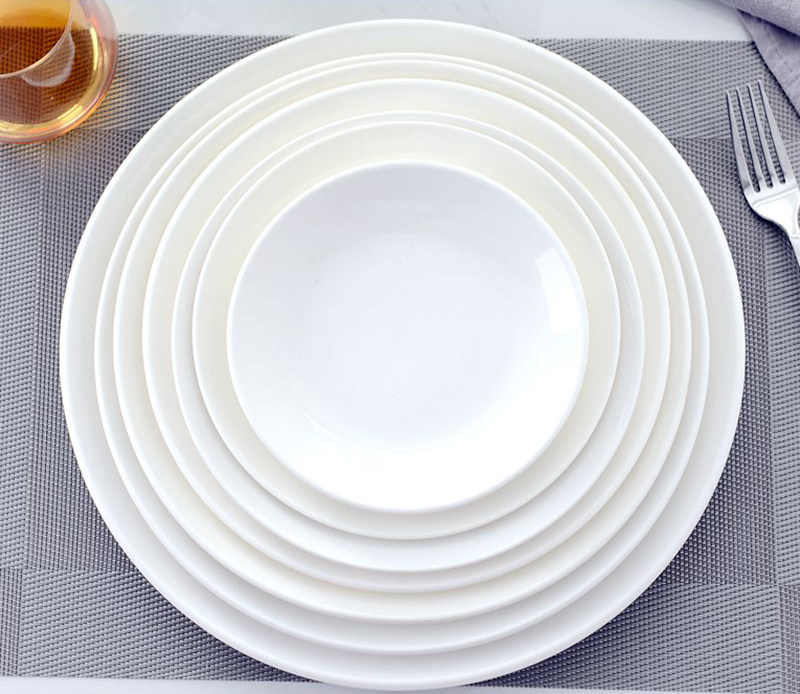 纯白陶瓷平盘浅盘骨碟月光盘吐骨盘西餐餐盘酒店盘