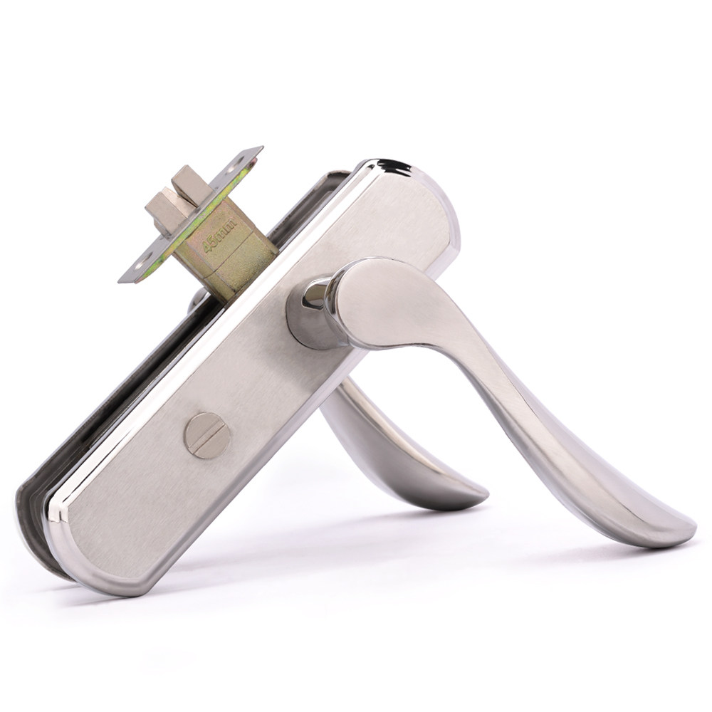 静音不锈钢卫生间门锁无钥匙有室内铝合金浴室厕所玻璃通用型把手