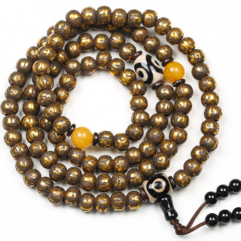 义拍天铁佛珠配蜜蜡 上海寿安寺 寺院加持 68.84g