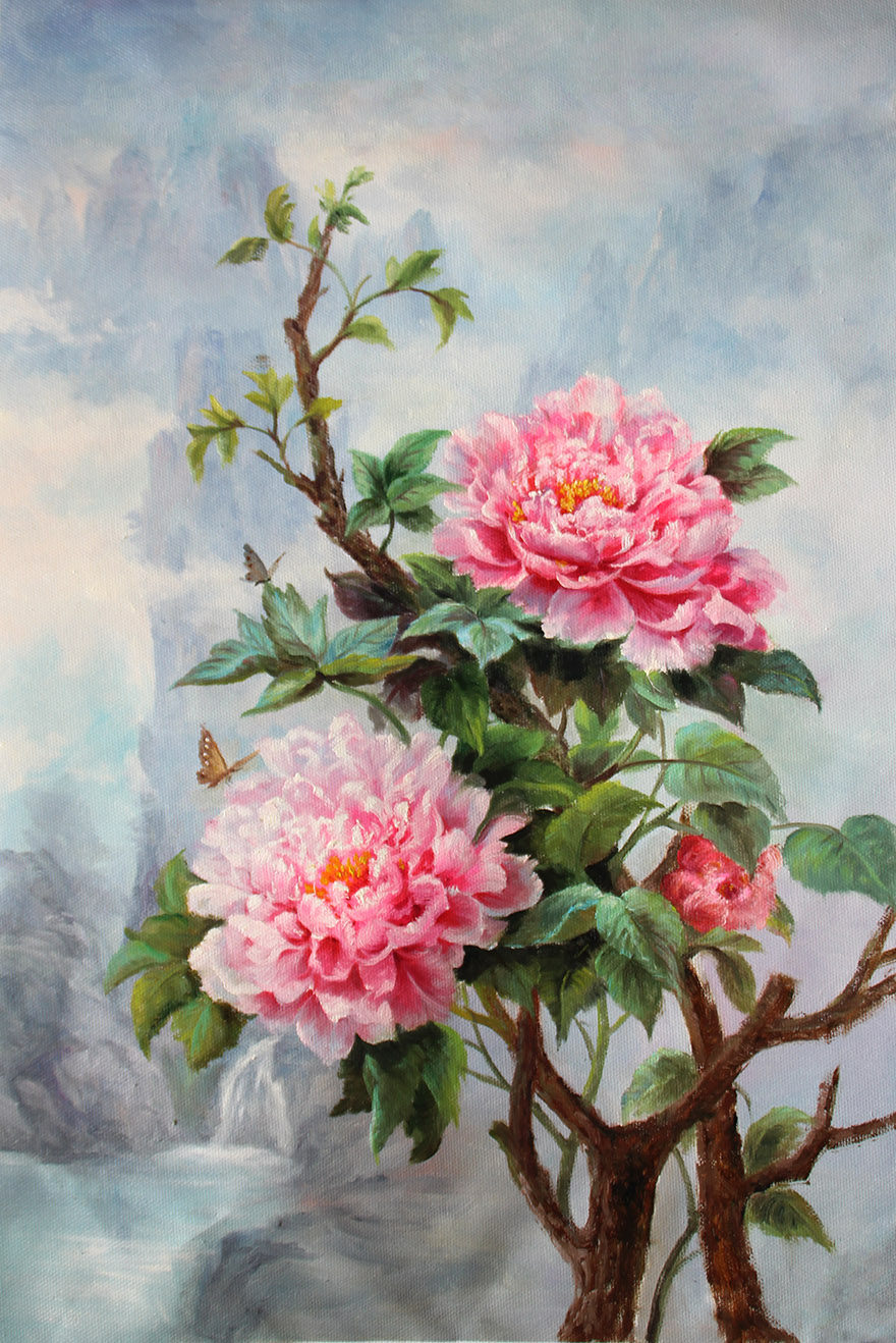 张明辉《花开富贵》巨幅 海艺创国际