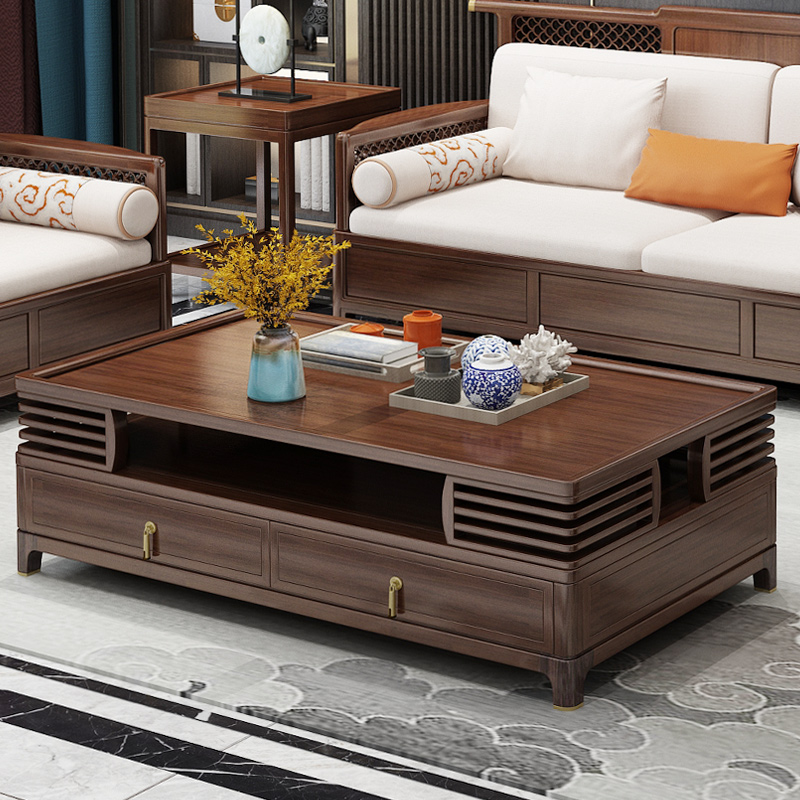 新中式全实木茶几电视柜组合黄金檀木现代简约轻奢小户型客厅家具