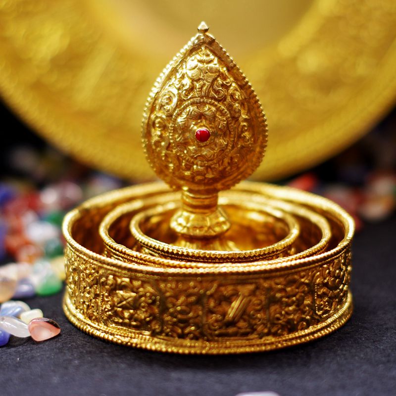 密宗佛教用品八吉祥曼扎盘纯铜藏传供曼茶罗小号曼扎带托盘