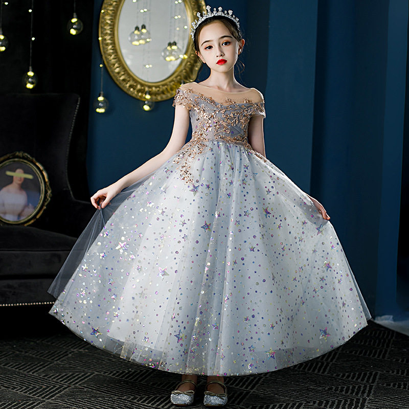 女童礼服公主裙生日娃娃裙花童长款无袖仙女裙钢琴走秀演出服夏季