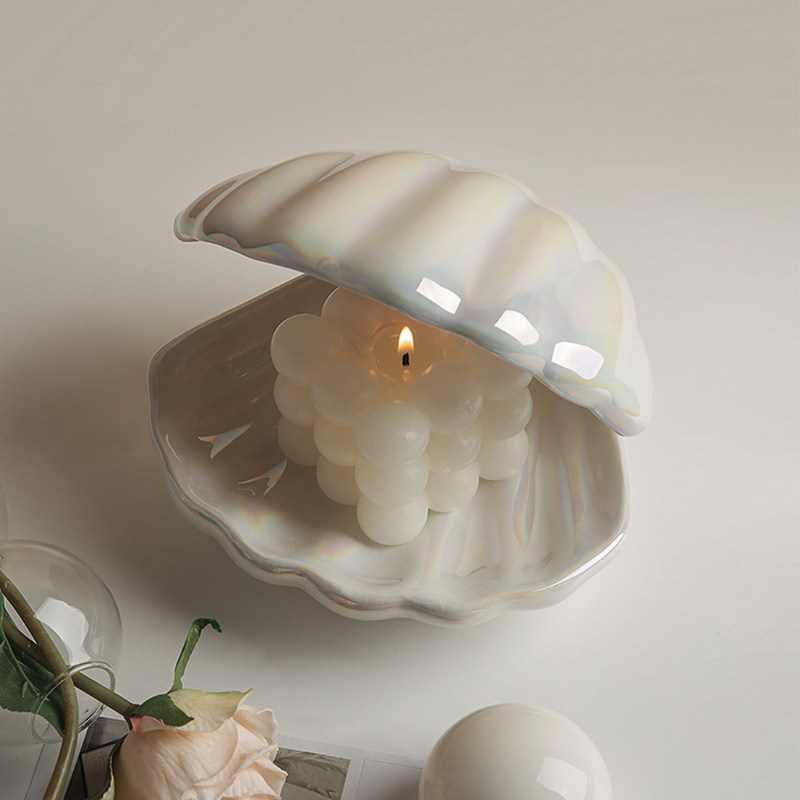 韩国网红创意设计师款陶瓷少女心精致买手店贝壳搭配摆件桌面装饰