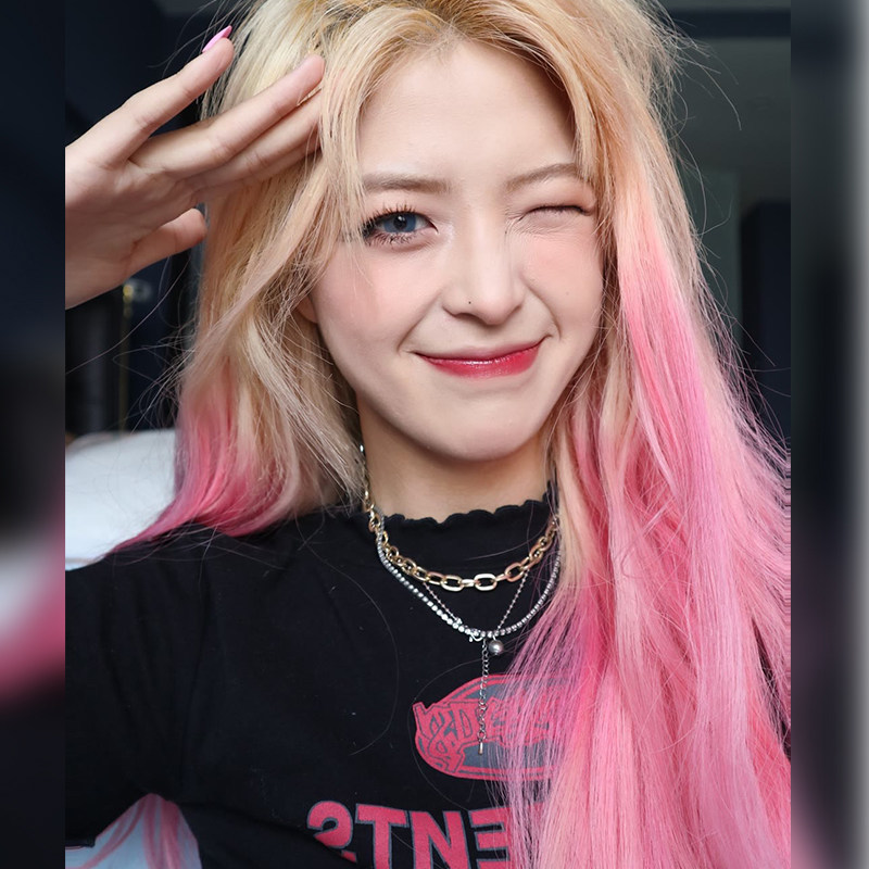 lolita假发渐变_网红渐变假发女长发亚麻奶金渐变水粉红色lolita街拍