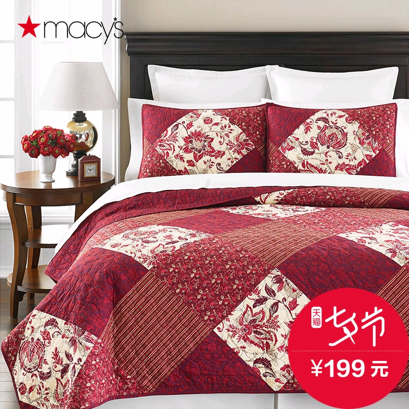梅西百貨自營(yíng)品牌，Martha Stewart Collection 純棉方格印花雙人被子