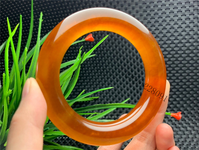 天然保真缅甸翡翠老坑冰种黄翡圆条玉手镯天然玉石冰黄色镯子