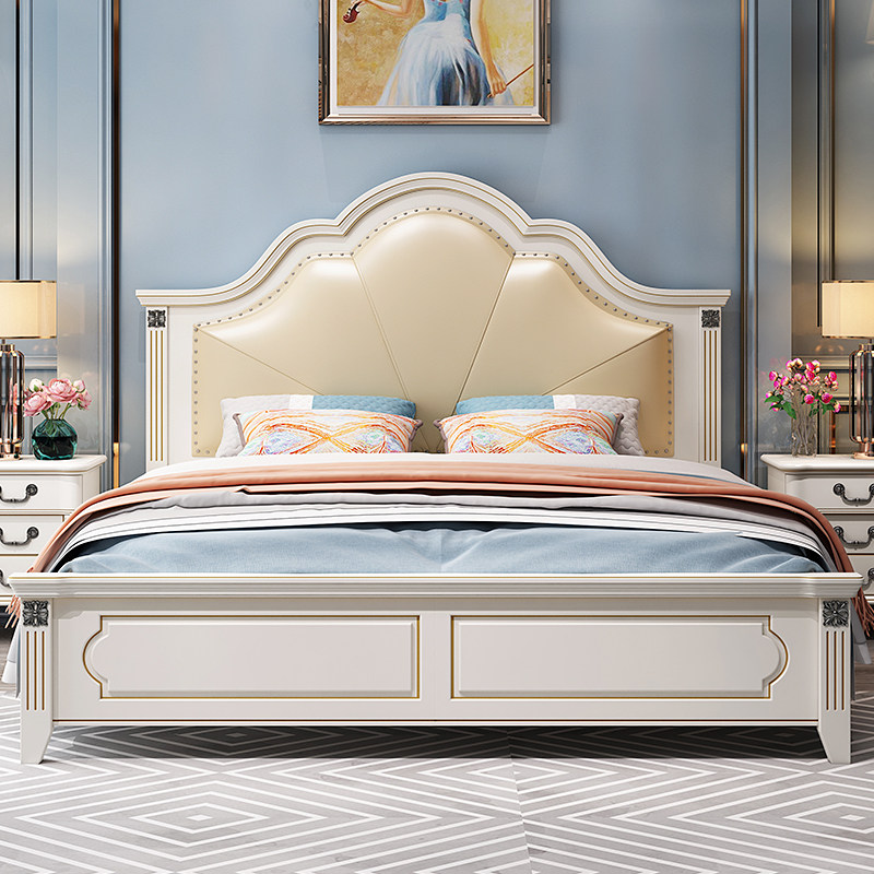 8米轻奢现代简约欧式软包公主床田园风主卧储物床