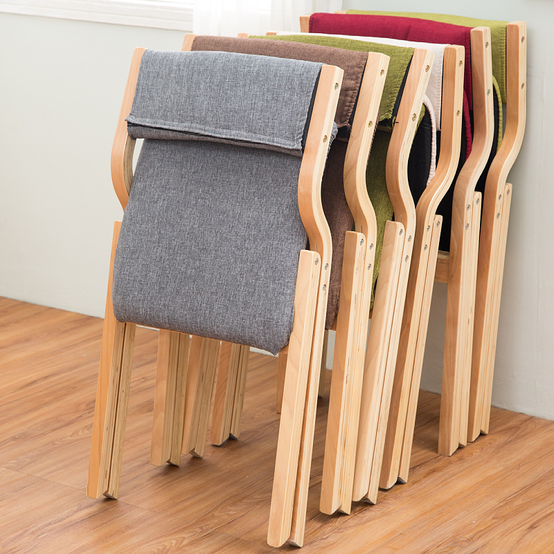 实木新品北欧时尚休闲家用布艺折叠椅书桌椅餐椅咖啡厅桌椅网红椅