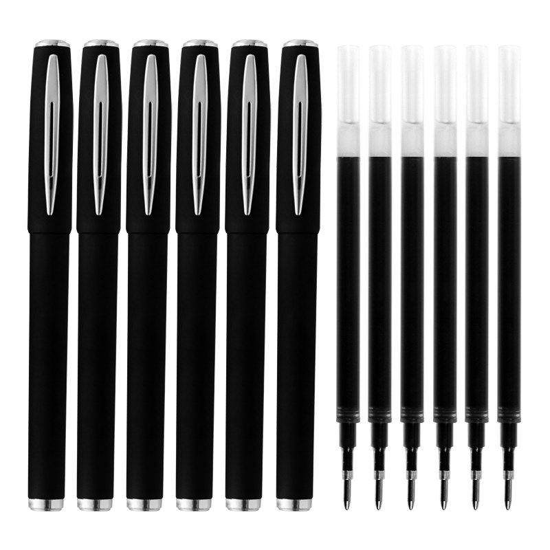 签字笔1.5粗1.0加粗黑色mm*0.7中性笔学生签名笔大容量笔芯练字