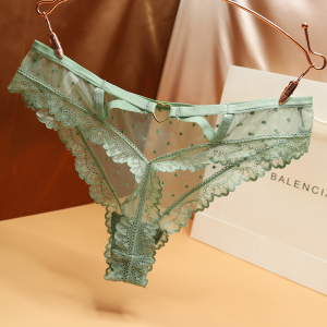 性感内内镂空蕾丝边透明底裤网纱丁字内裤女士诱惑无痕爱心扣情趣