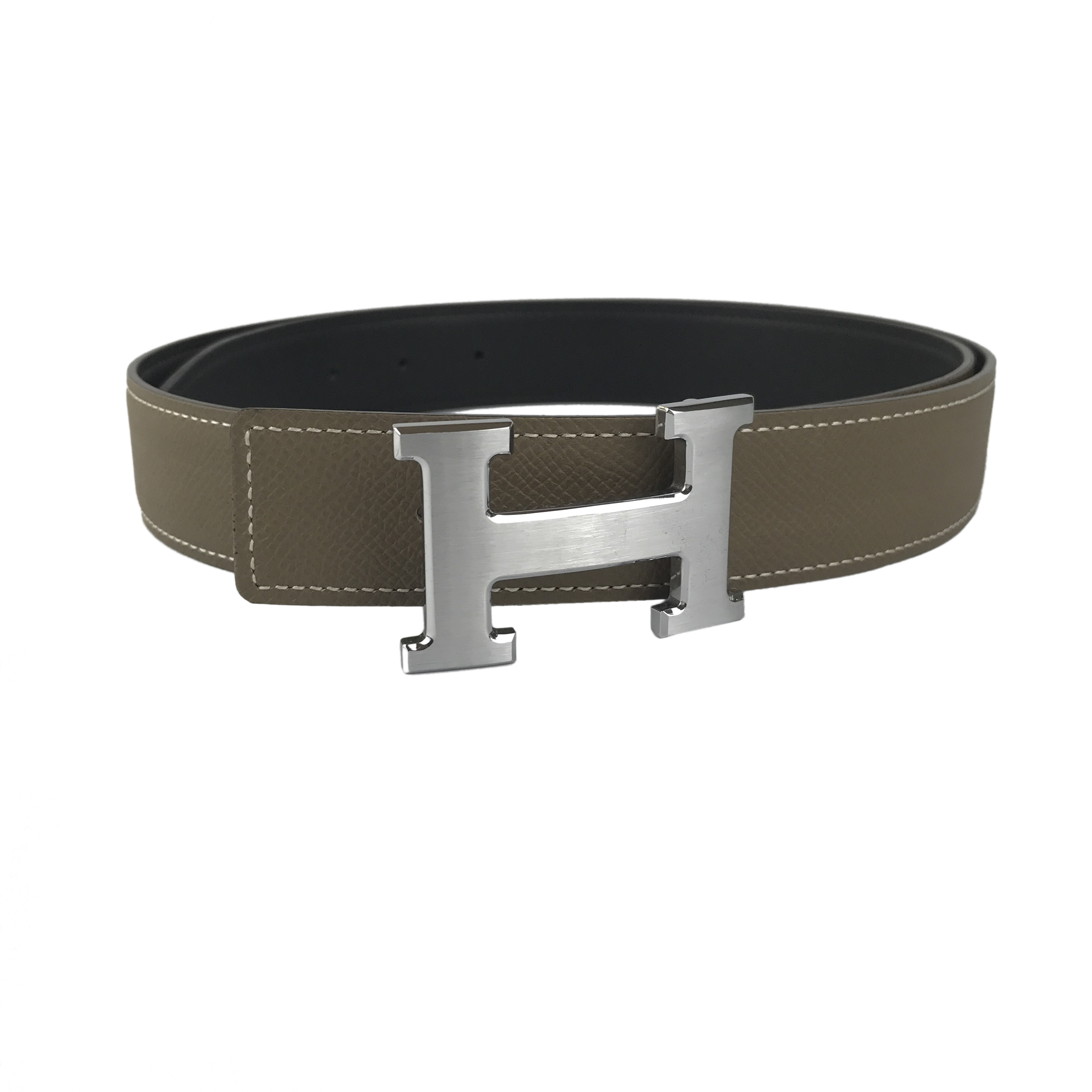 [9.8新]爱马仕hermes男士腰带牛皮黑色棕色h扣