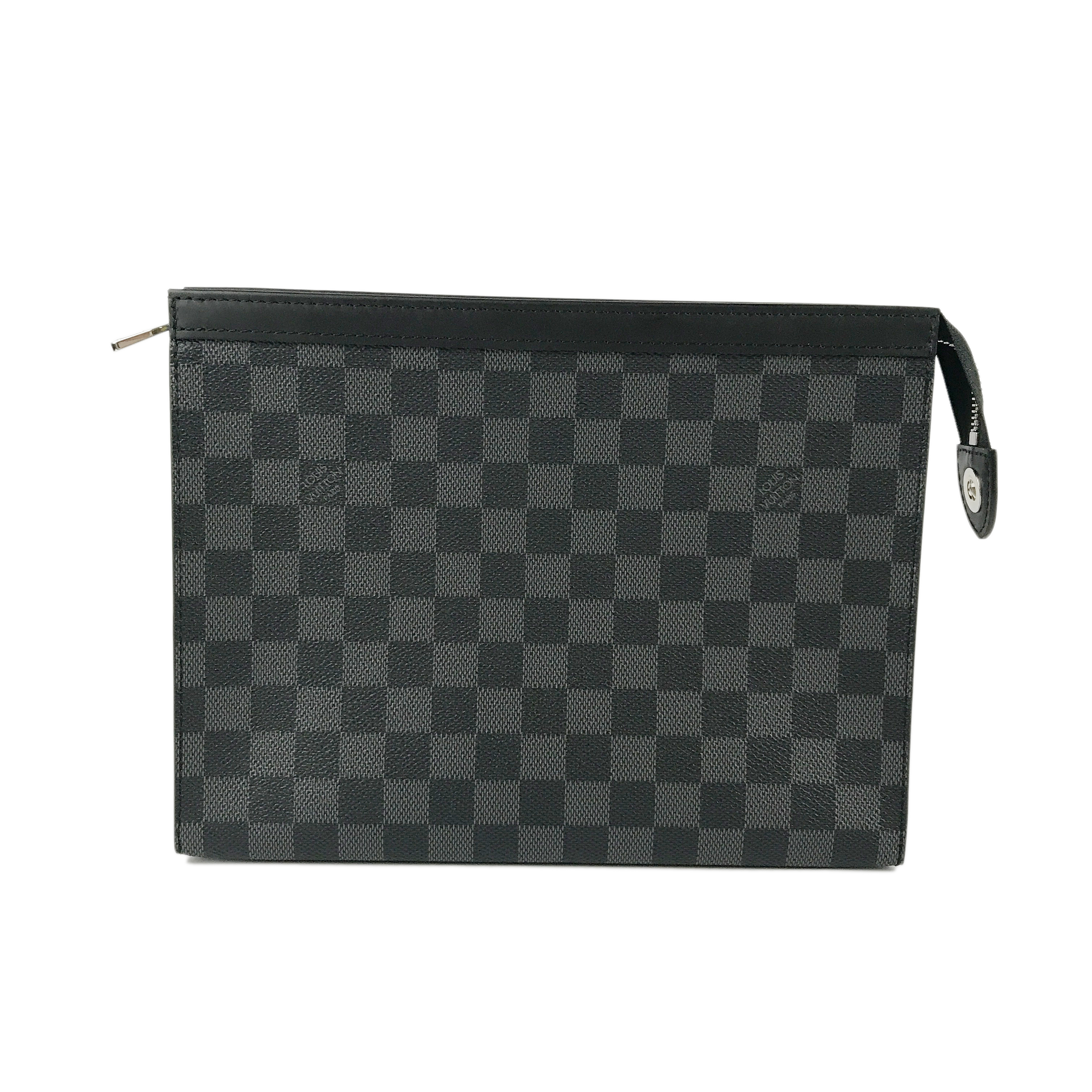 [9.9新]路易威登lv男士手拿包pu黑色棋盘格1127