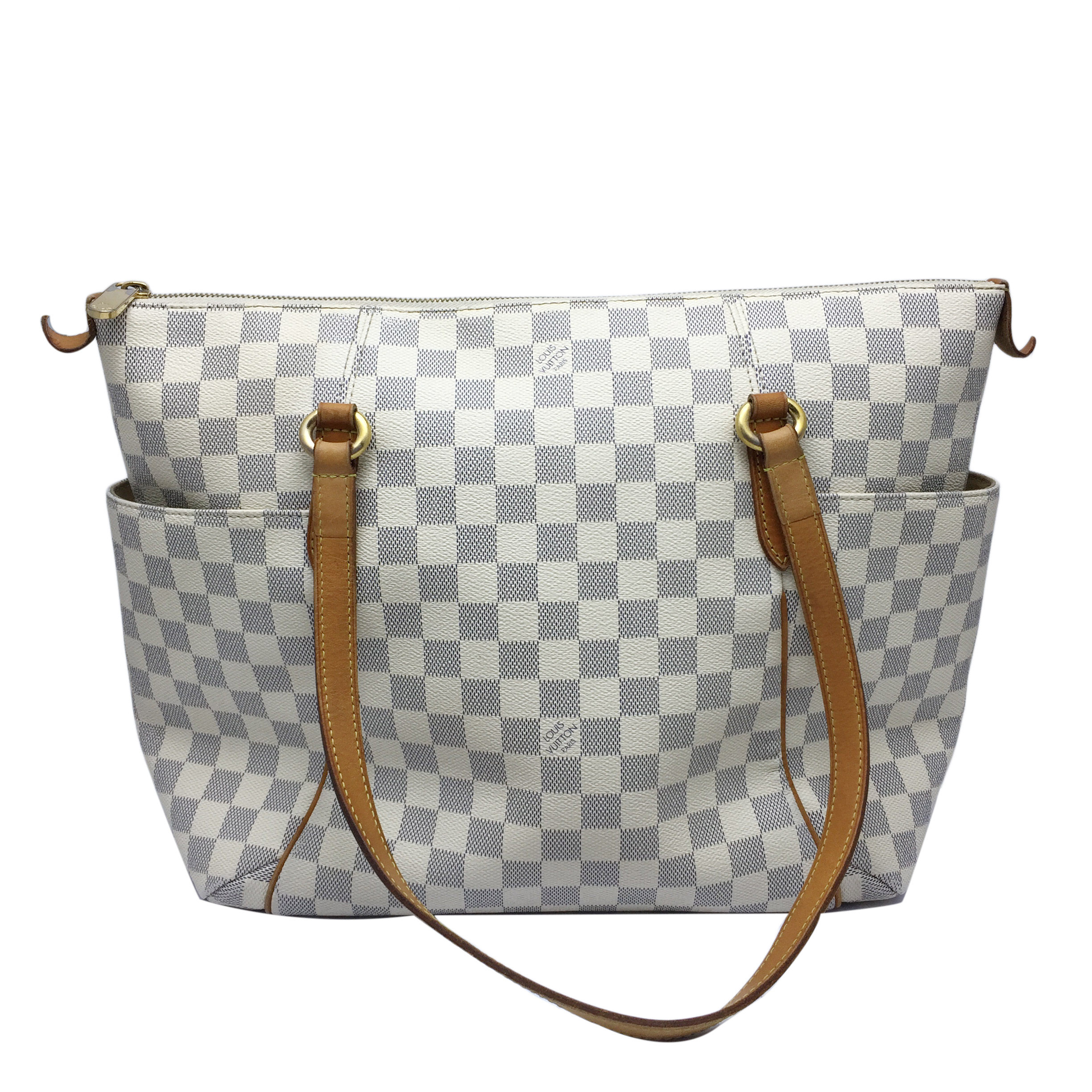 [9.0新]路易威登lv女士手提包pu白色棋盘格