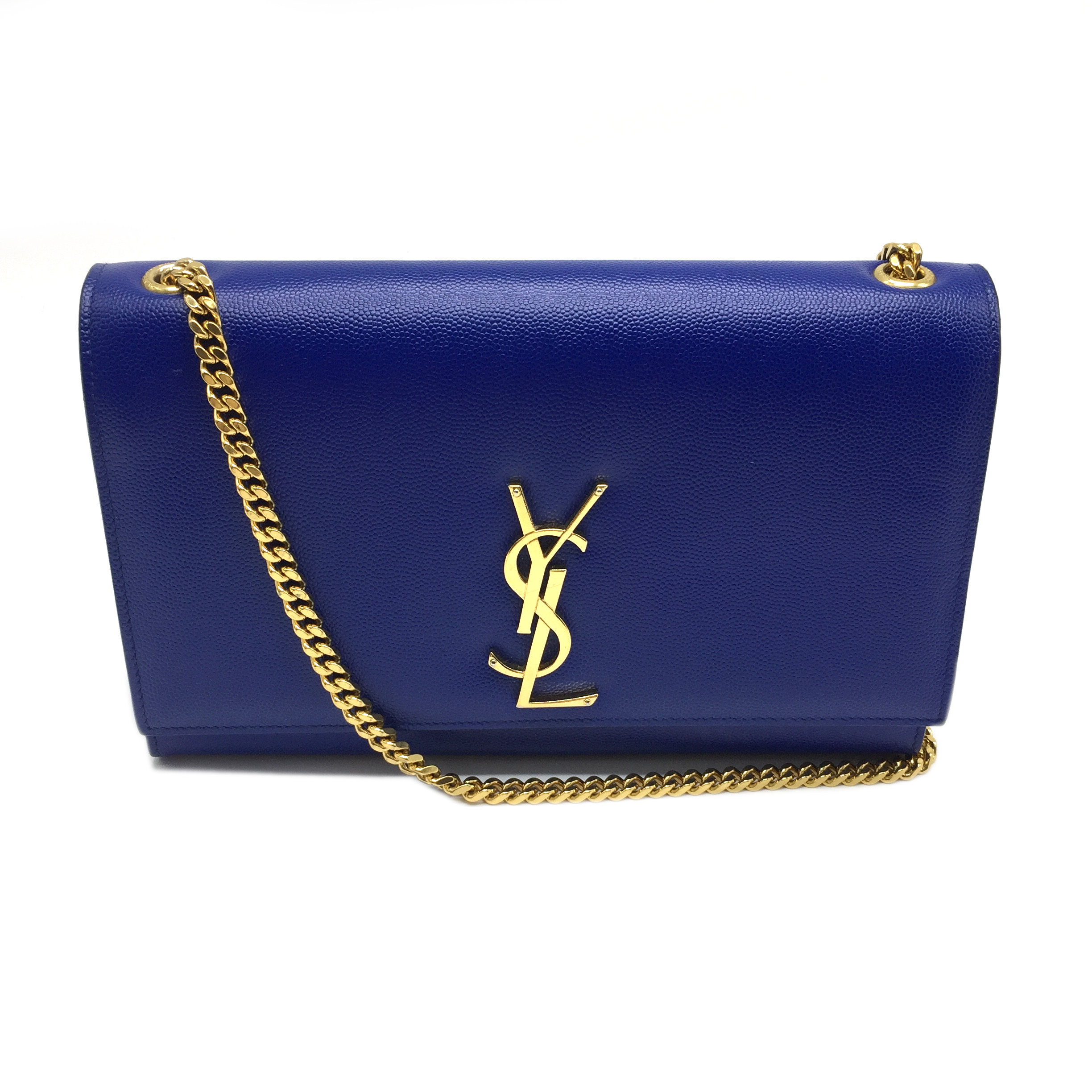 [9.5新]圣罗兰ysl女士单肩包牛皮蓝色 - 拍卖