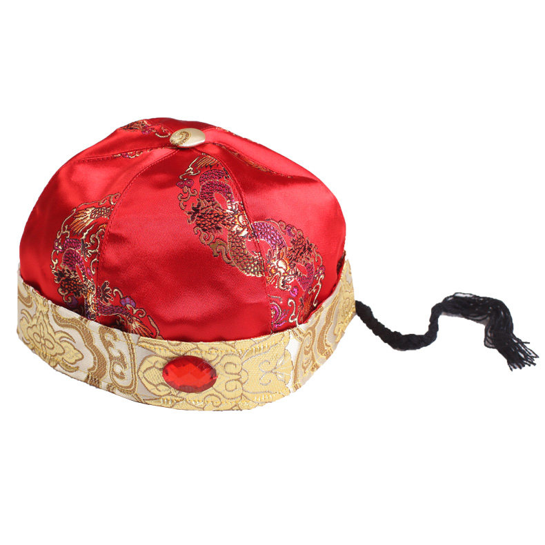 儿童唐装帽子中国风小辫子民族风宝宝帽子唐式婴儿帽