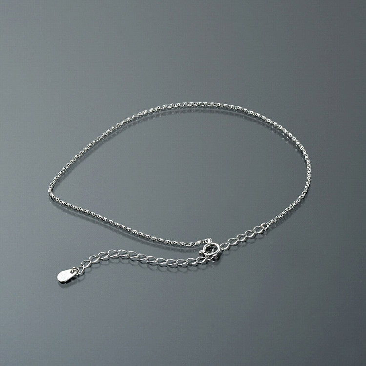 日本pt850铂金脚链扭盒仔链盒子链 |宽0.9mm 850pt