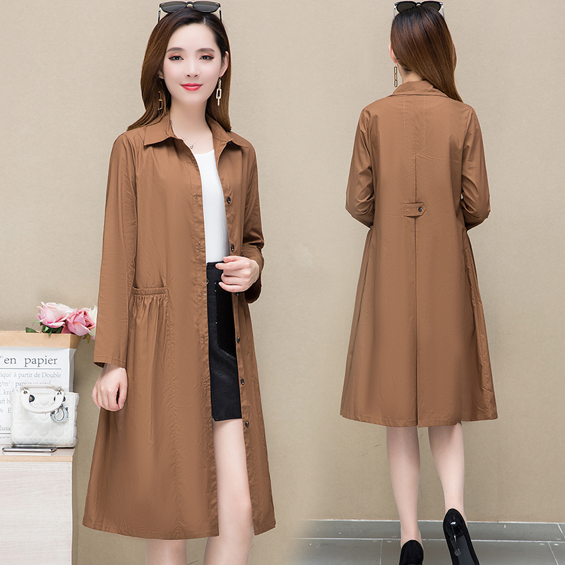 中老年秋装风衣女中长款洋气妈妈春秋外套薄宽松大码中年上衣高贵