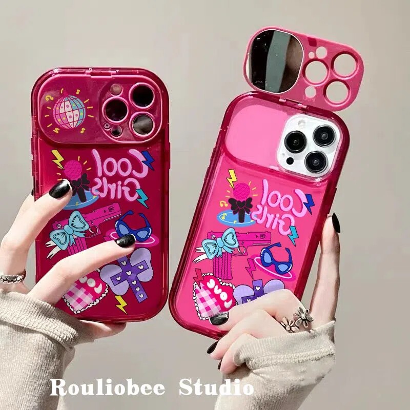 辣妹涂鸦卡通适用iphone14promax苹果13手机壳11镜子12防摔x/plus新款