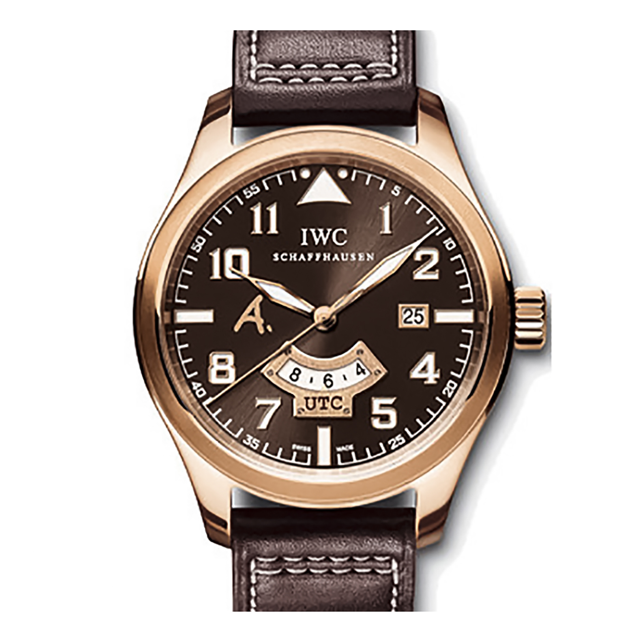 【9.8新】万国自动机械男表 飞行员 玫瑰金 日历双时区