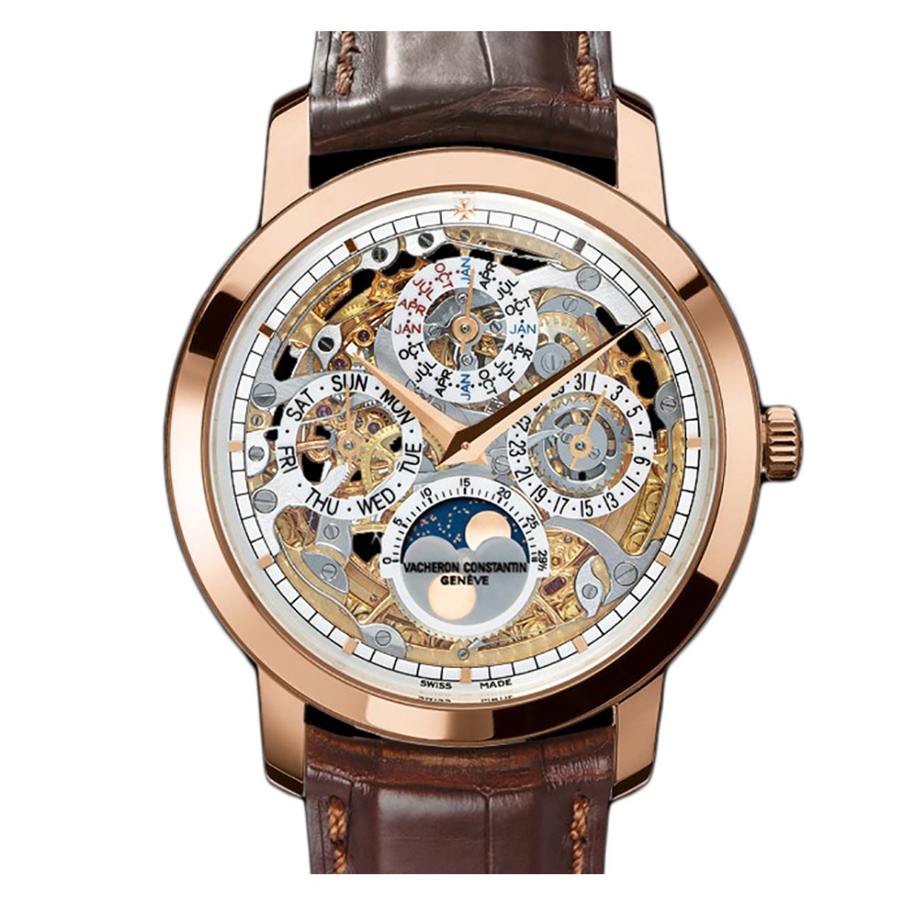 [9.5新]江诗丹顿自动机械男表玫瑰金万年历镂空