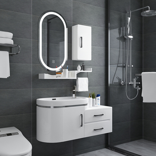 卫浴智能pvc浴室柜组合小户型洗脸盆柜洗手面池洗漱台卫生间吊柜