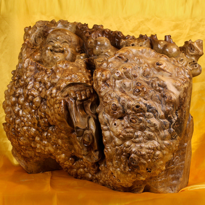 23.9kg 黄金樟摆件 瘤瘿木笑佛 造型独特 佛法加持