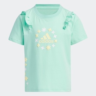 adidas阿迪达斯2023年夏季新款女小童休闲运动圆领短袖T恤IA8220