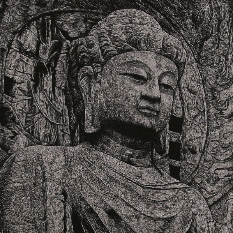 影雕《龙门石窟》 60cm*60cm 张秋霞大师作品