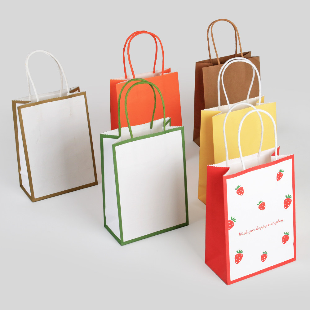 白牛皮纸袋手提礼品袋子外卖奶茶打包装袋中秋送礼手拎袋印刷logo