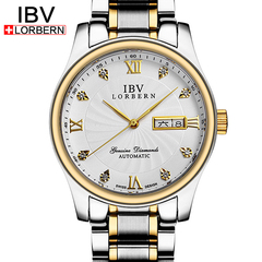 原装IBV镂空自动机械手表 精钢带星期双历防水男士腕表 商务手表