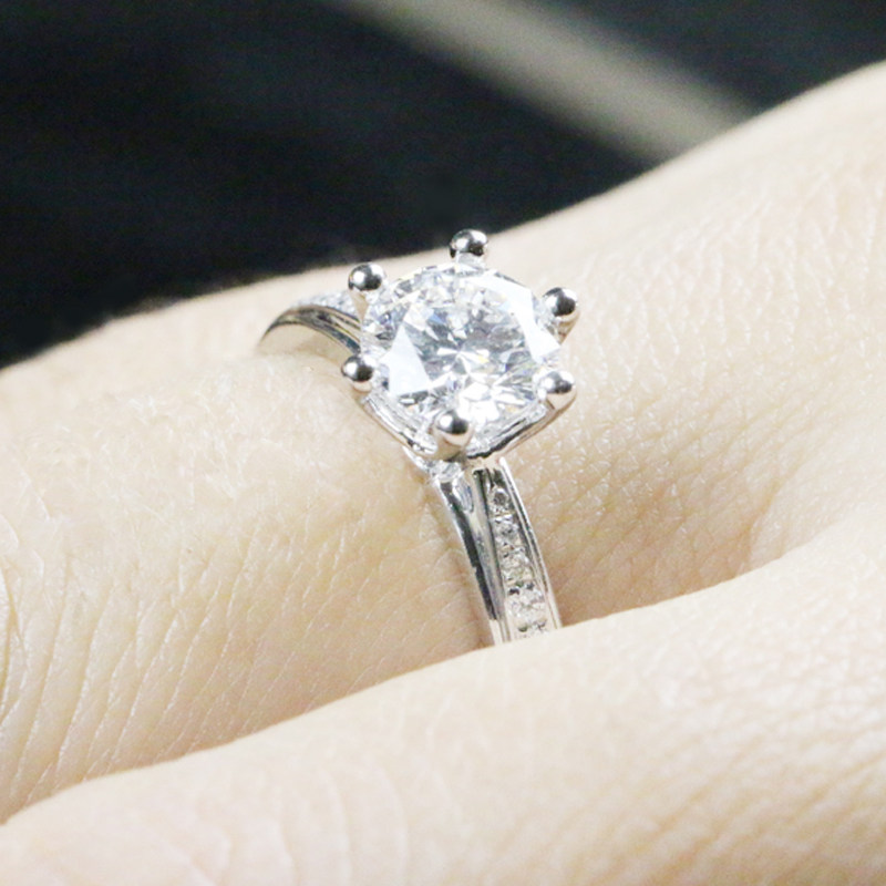 gia钻戒1.01克拉h色vvs2 3ex完美切工 素玉钻石sy43511