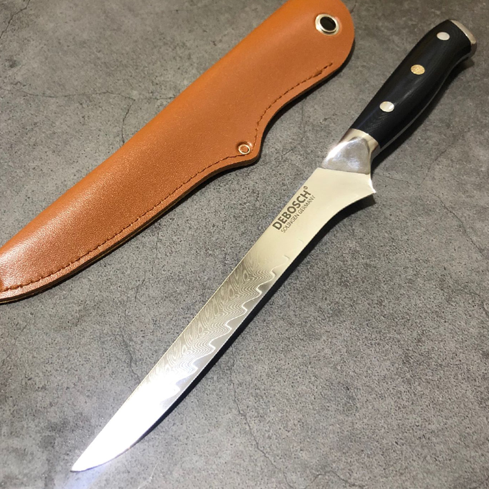 大马士革剔骨分割刀具日本进口钢55寸锻打割肉开鱼多用屠宰刀