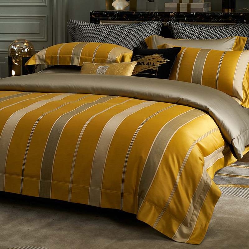 宫廷风120支全棉色织提花四件套欧式100支全棉被套床单床上用品