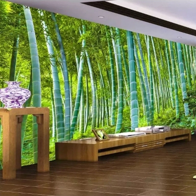 3d高清墙纸竹林风景背景墙壁纸5d立体卧室客厅沙发无缝壁画