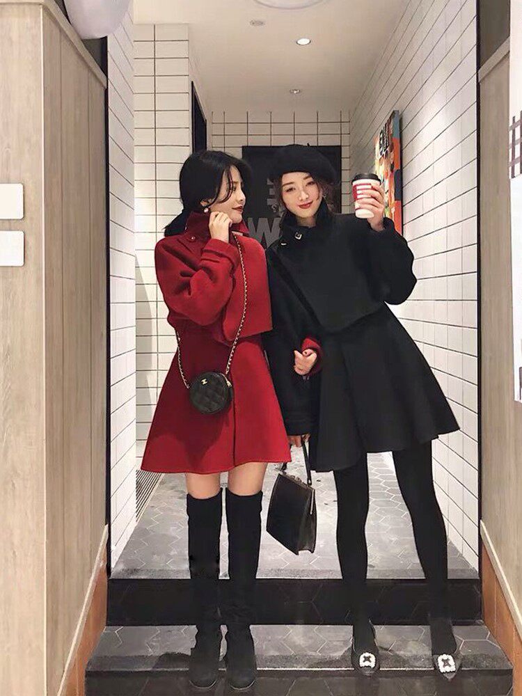 闺蜜装_玫红色不一样的闺蜜姐妹套装新年过年衣服女装穿搭女秋冬季裙