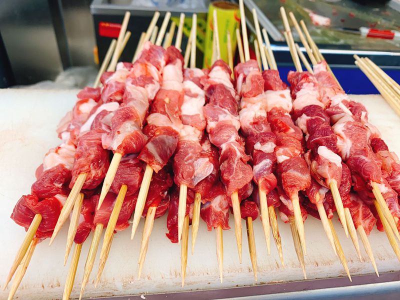 牛街聚宝源牛羊肉店生羊肉串牛肉串牛板筋烧烤用肥瘦相间顺丰