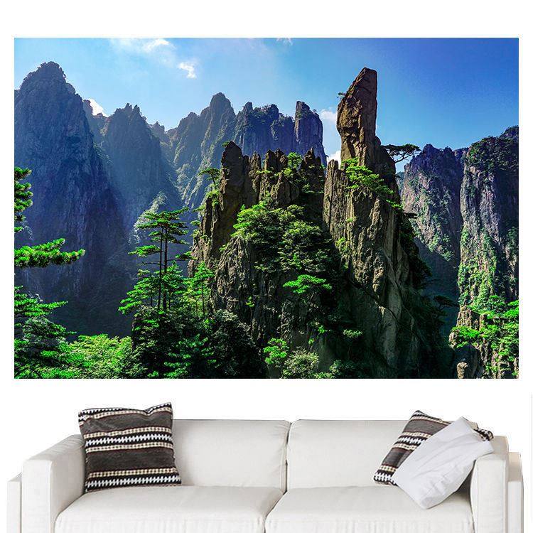 背有靠山图高山大山客厅装饰画迎客自粘画壁画松卧室办公室墙贴画