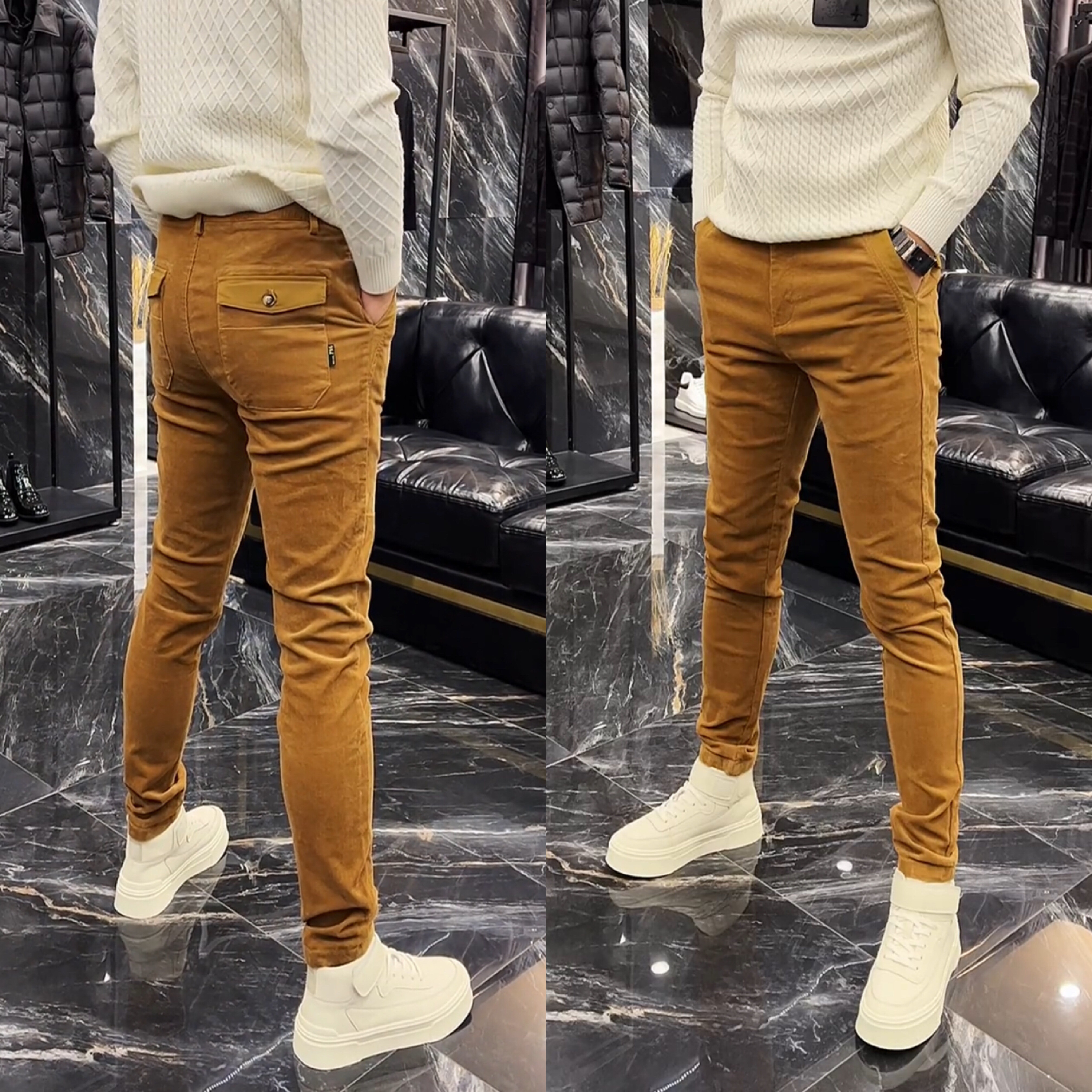 1929冬季条绒男士休闲裤个性灯芯绒潮流男裤舒适时尚韩版小脚裤男