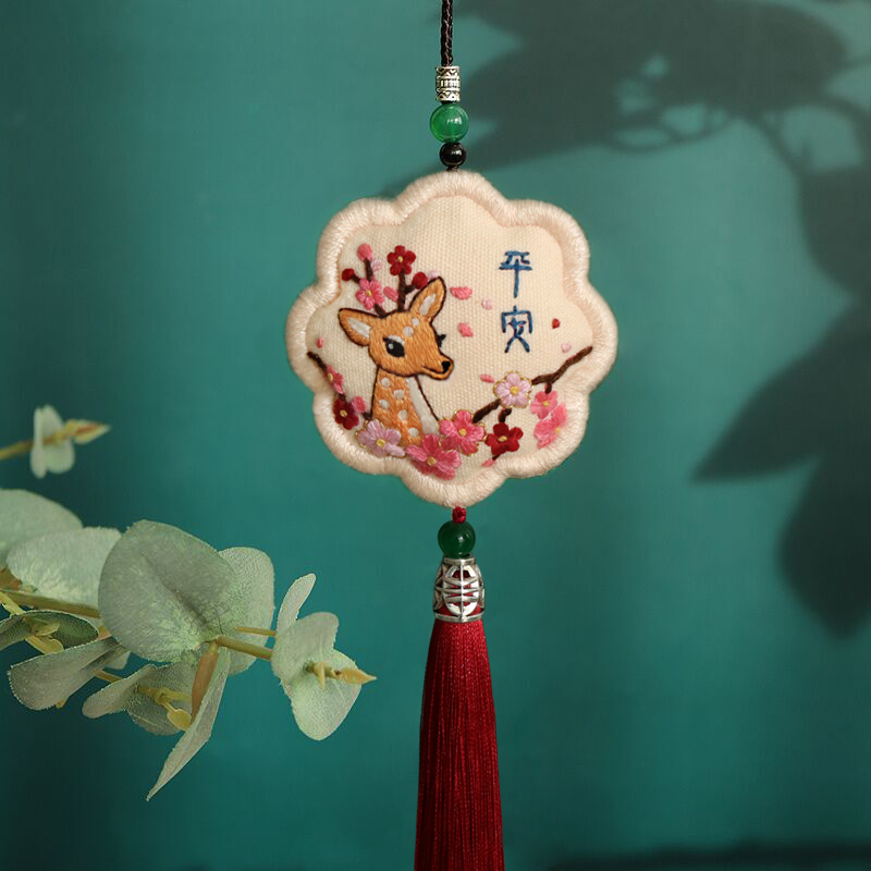 diy手工制作平安符刺绣材料包自绣平安福荷包情侣护身符香囊挂件