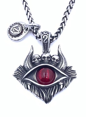 男神起点原创撒旦恶魔之眼吊坠项链男复古个性嘻哈痞帅挂饰毛衣链