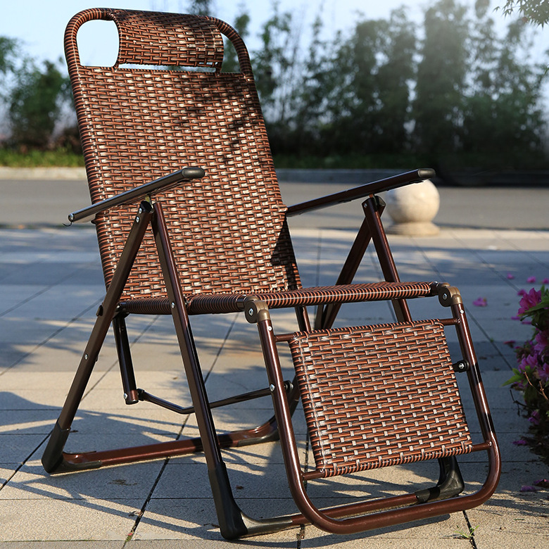 夏季户外防水透气藤编折叠藤椅午休椅阳台花园泳池椅子老人躺椅夏