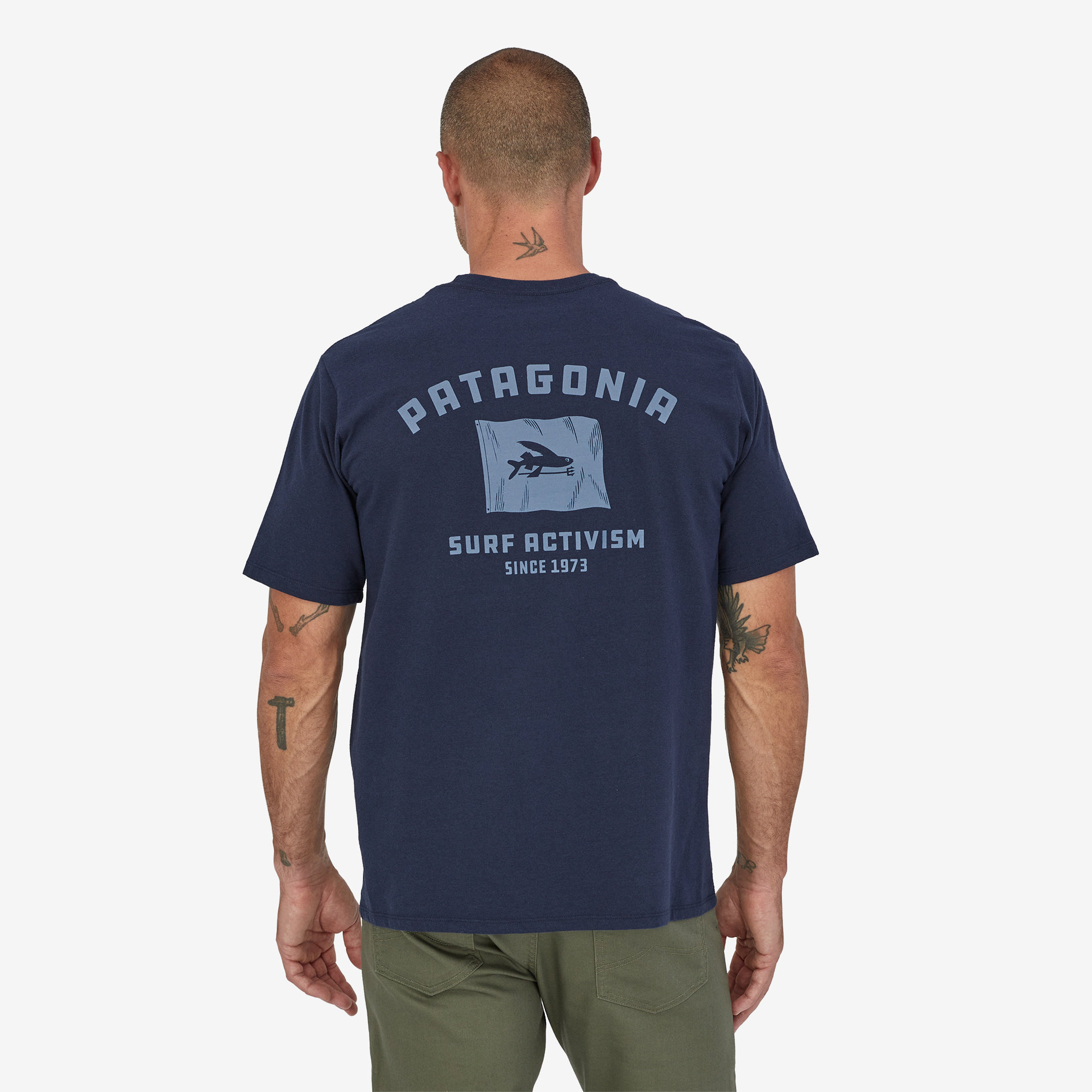 新款patagonia/巴塔哥尼亚短袖t恤夏男女款飞鱼鱼叉印花经典37404